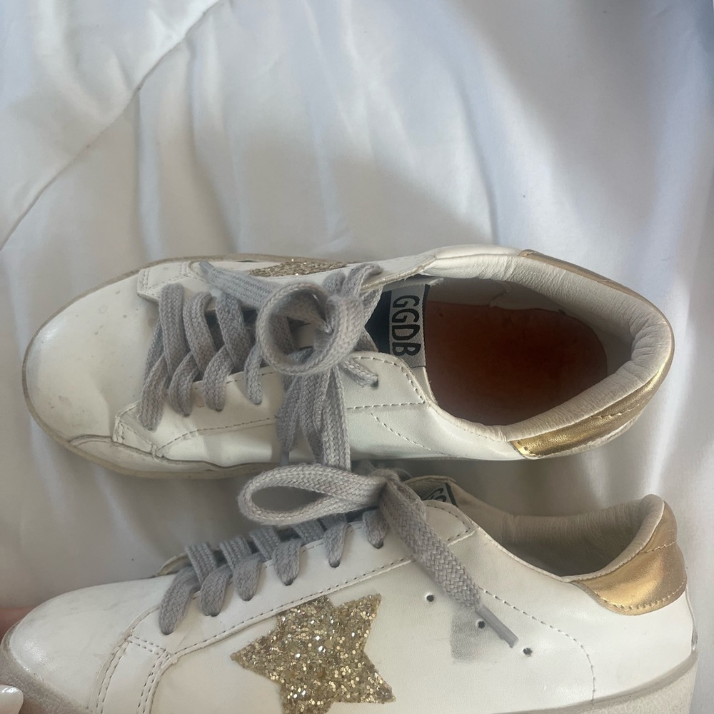 Golden Goose duppppee White and Gold Star Sneakers